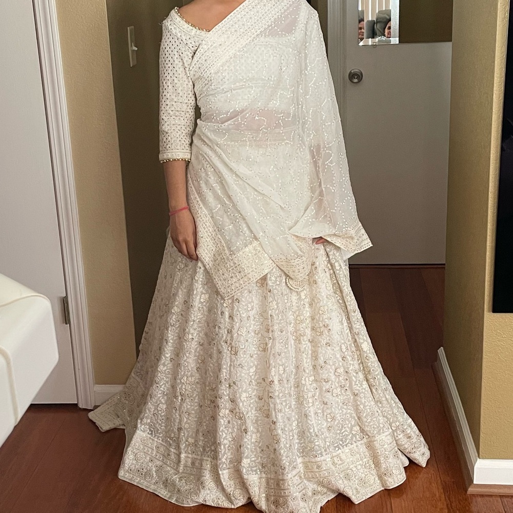 Elegant White Embroidered Lehenga